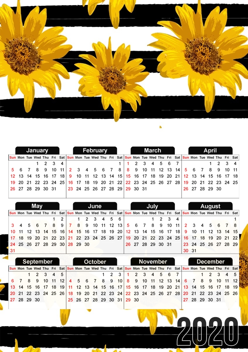  Sunflower Name para A3 Photo Calendar 30x43cm