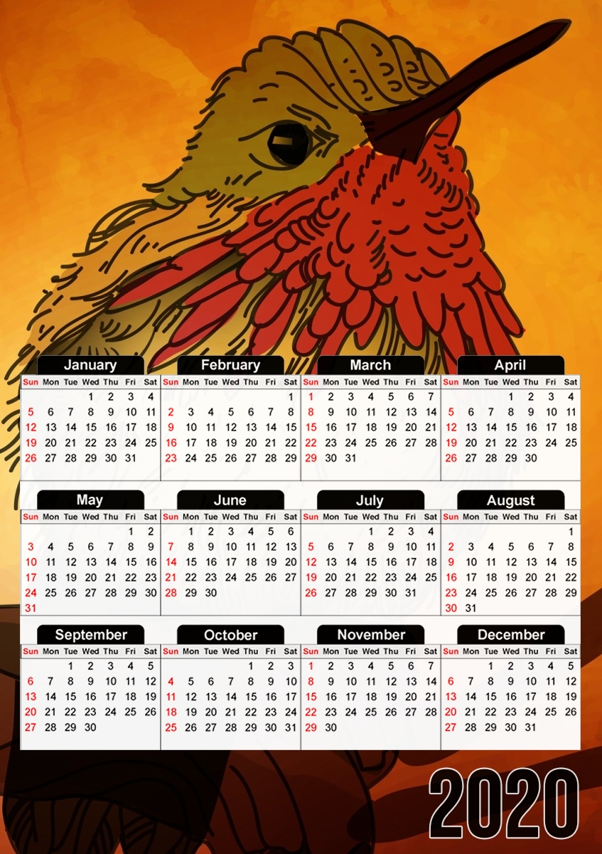  Sunset Bird para A3 Photo Calendar 30x43cm