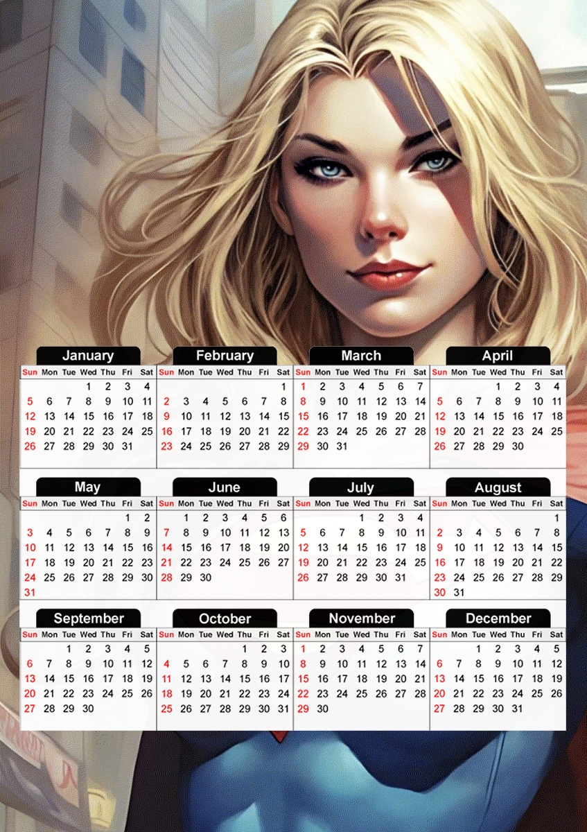  Supergirl V2 para A3 Photo Calendar 30x43cm