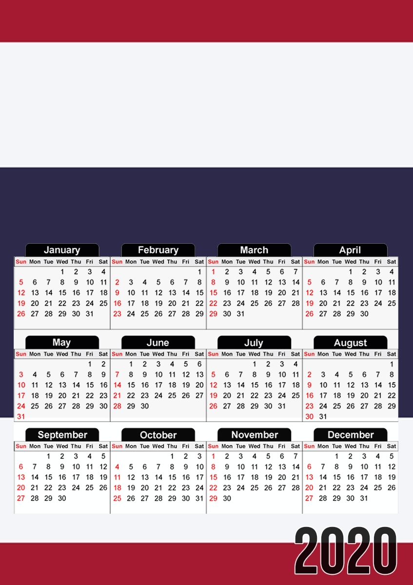  Tailande Flag para A3 Photo Calendar 30x43cm