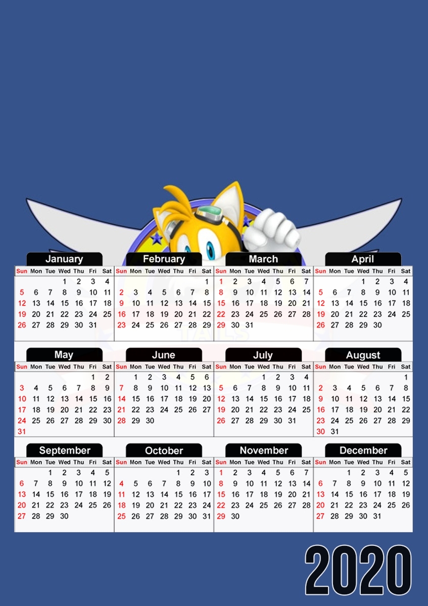  Tails the fox Sonic para A3 Photo Calendar 30x43cm