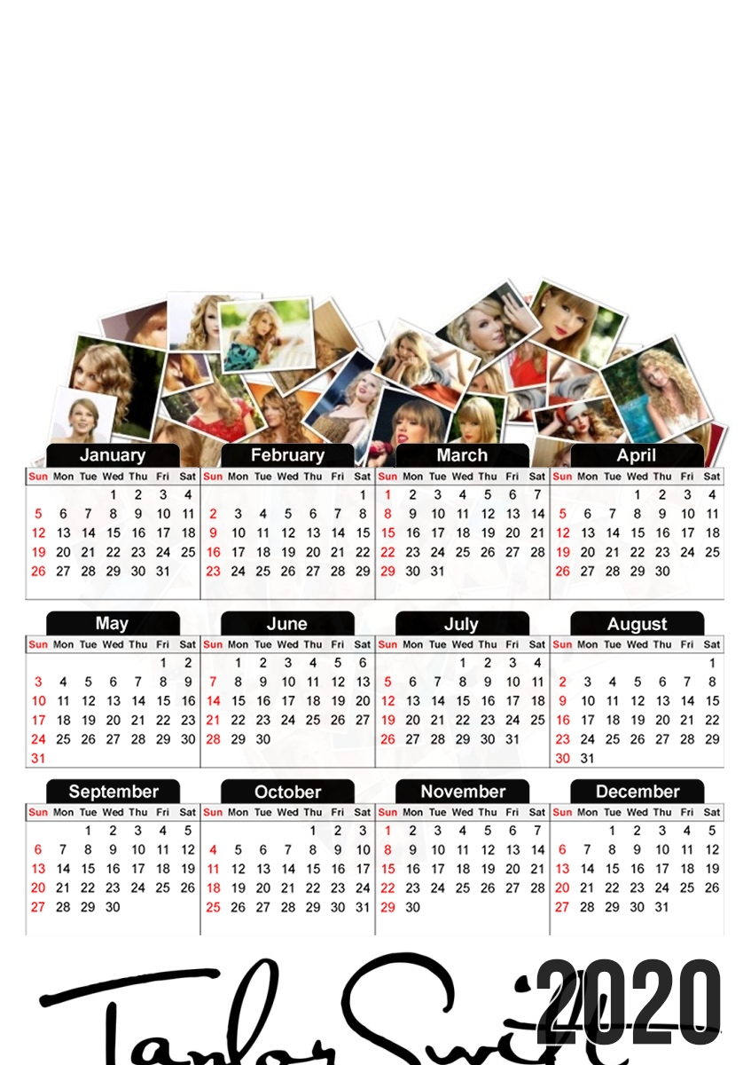  Taylor Swift Love Fan Collage signature para A3 Photo Calendar 30x43cm