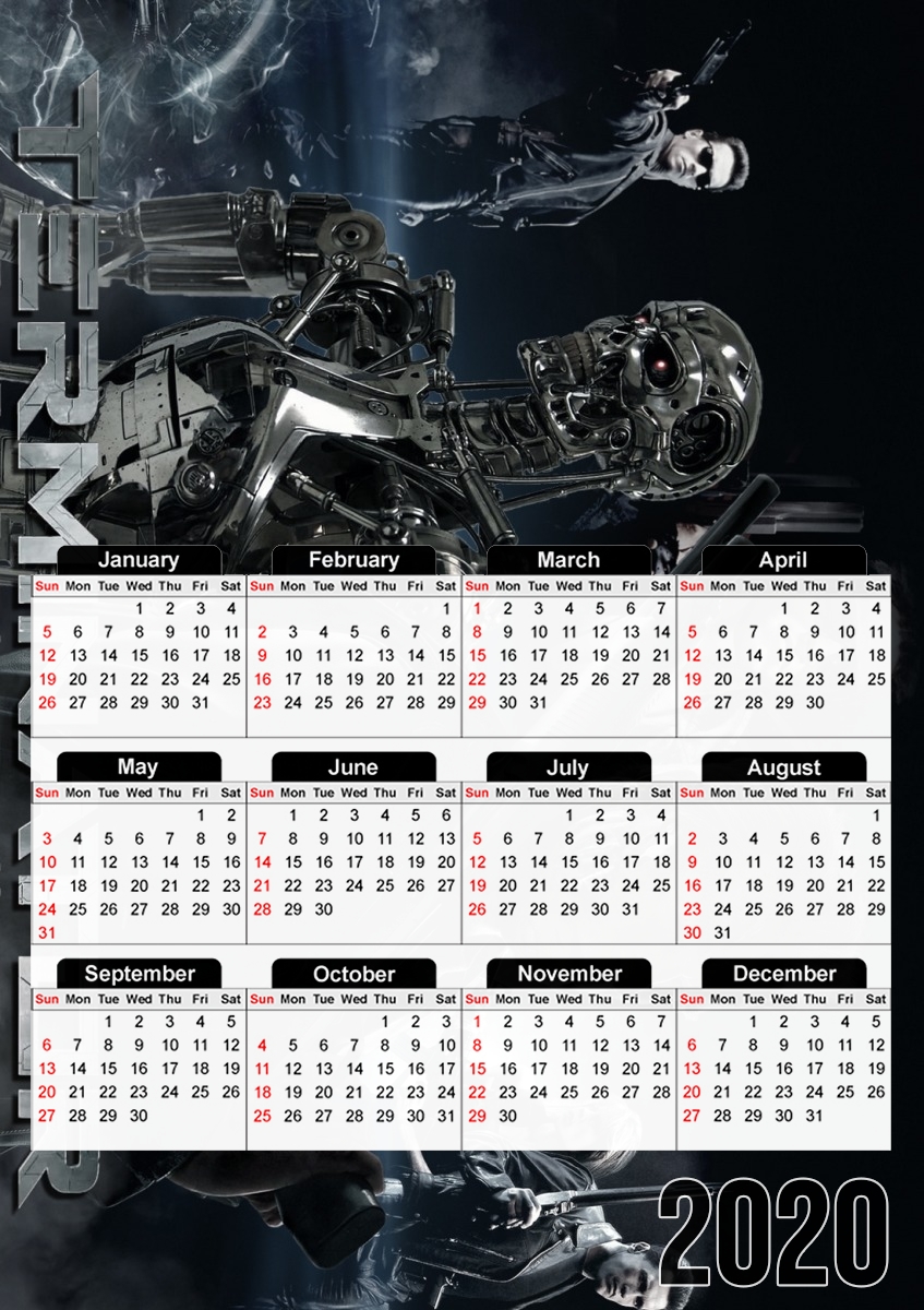  Terminator Art para A3 Photo Calendar 30x43cm