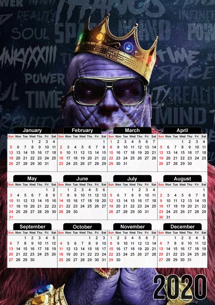  Thanos mashup Notorious BIG para A3 Photo Calendar 30x43cm