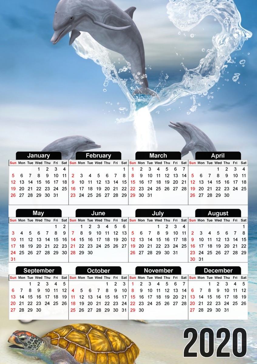  The Heart Of The Dolphins para A3 Photo Calendar 30x43cm