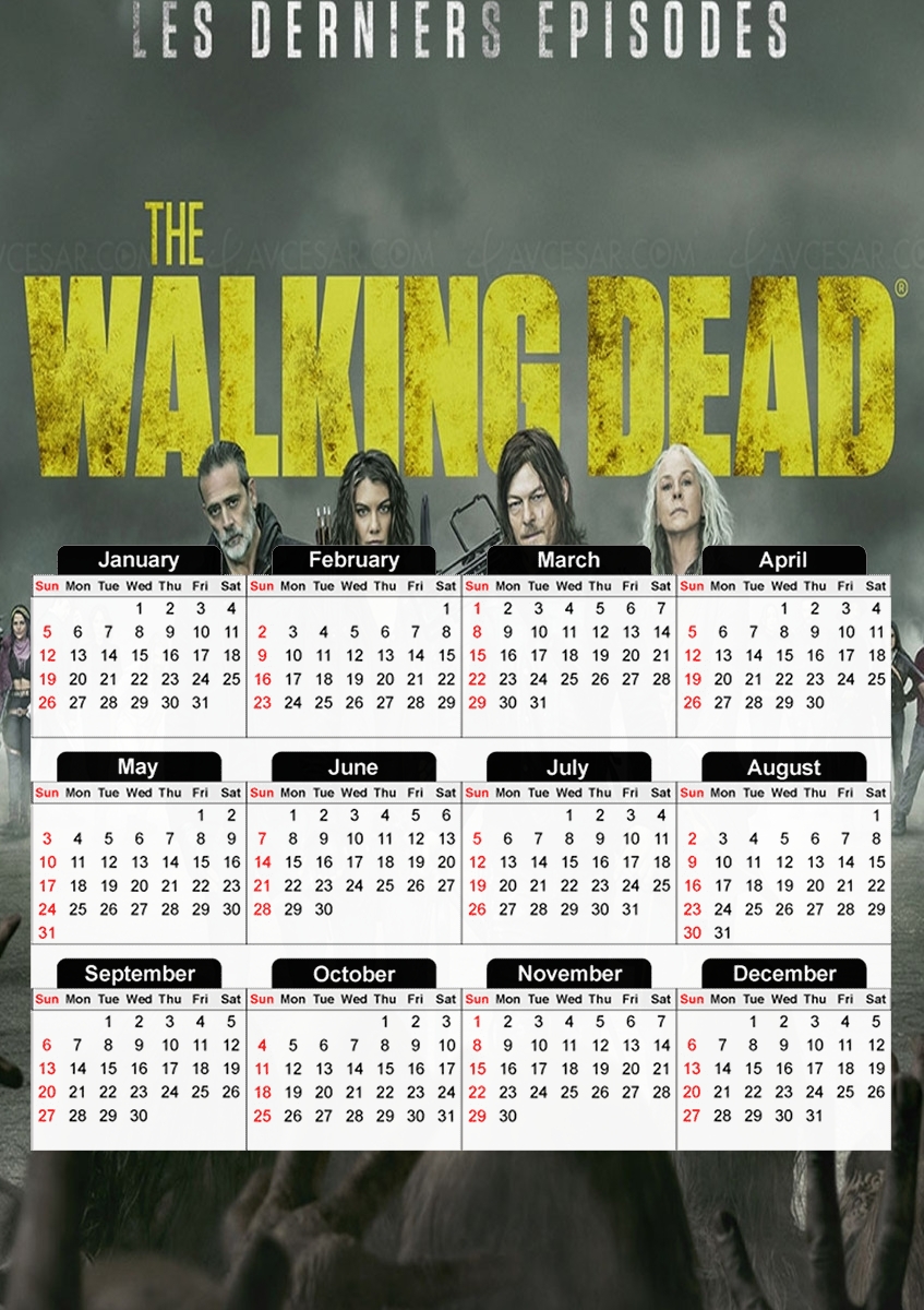  the walking dead saison 11 para A3 Photo Calendar 30x43cm