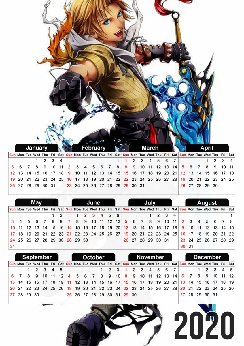  Tidus FF X para A3 Photo Calendar 30x43cm