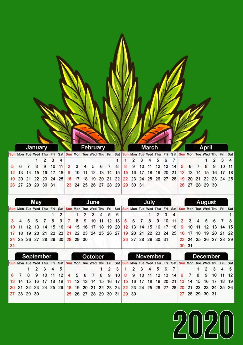  Tiki mask cannabis weed smoking para A3 Photo Calendar 30x43cm