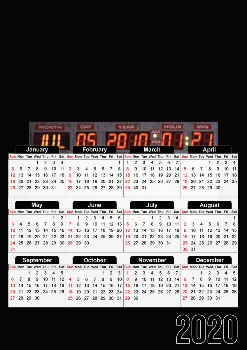  Time Machine Back To The Future para A3 Photo Calendar 30x43cm