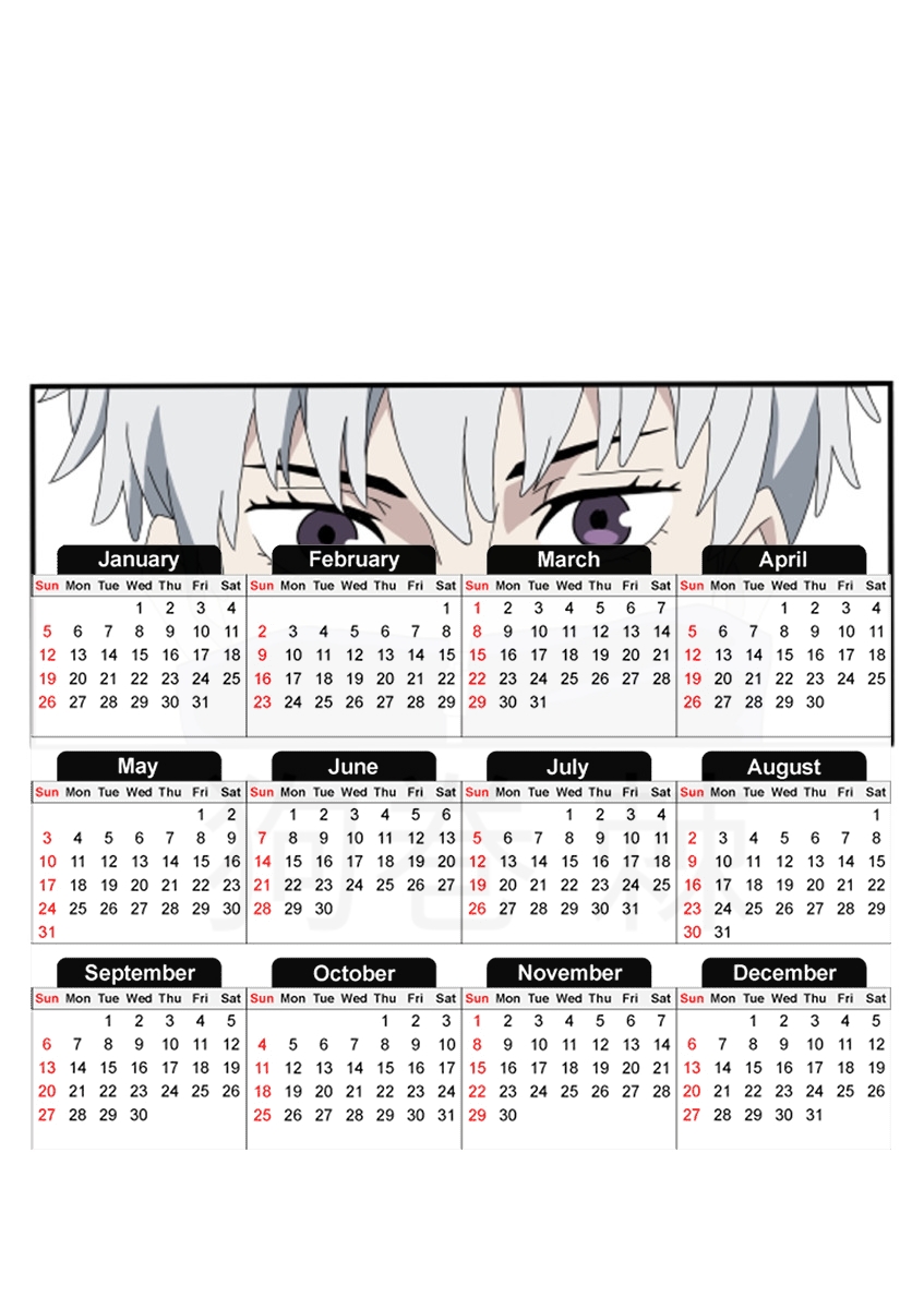  Toge Jujutsu Kaisen - Eyes Looking para A3 Photo Calendar 30x43cm