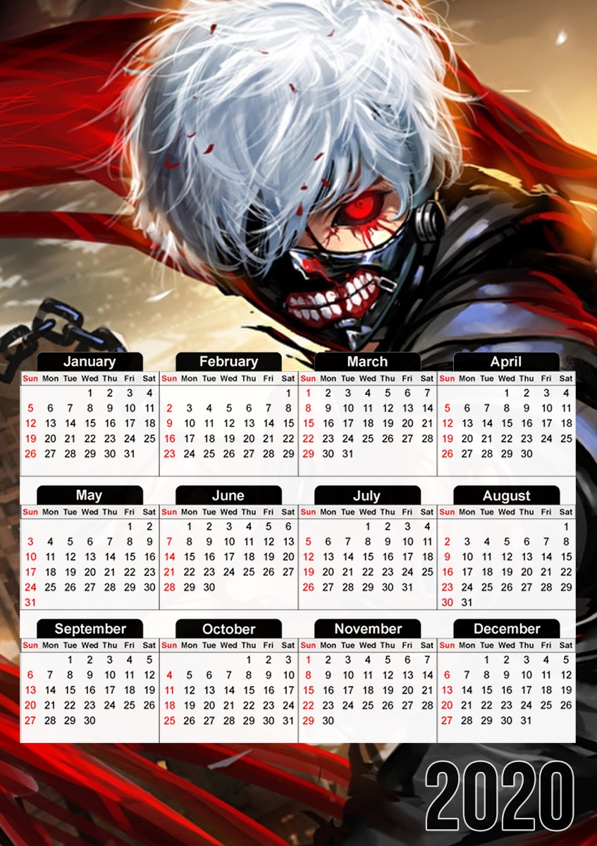  Tokyo Ghoul para A3 Photo Calendar 30x43cm