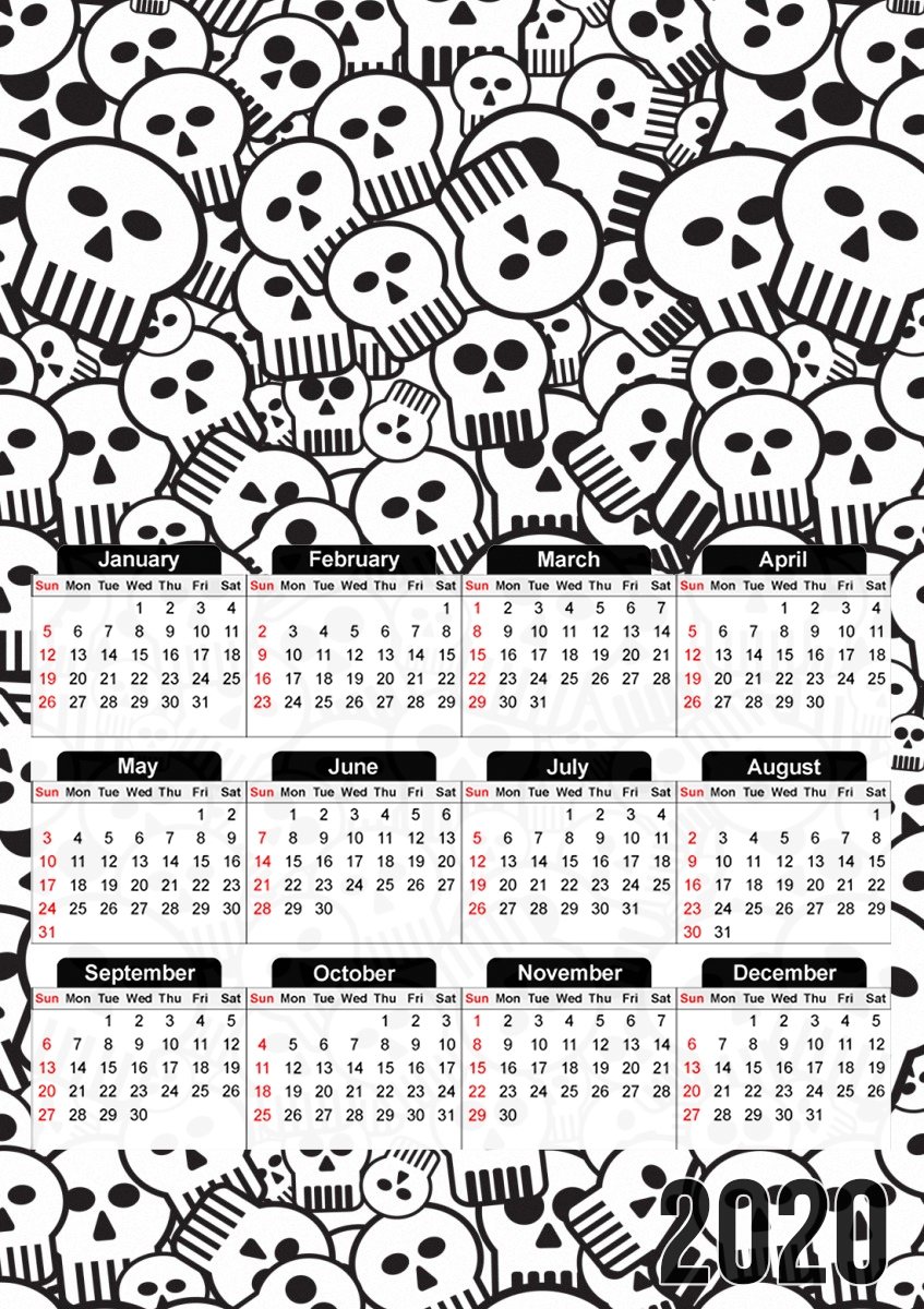  toon skulls, black and white para A3 Photo Calendar 30x43cm