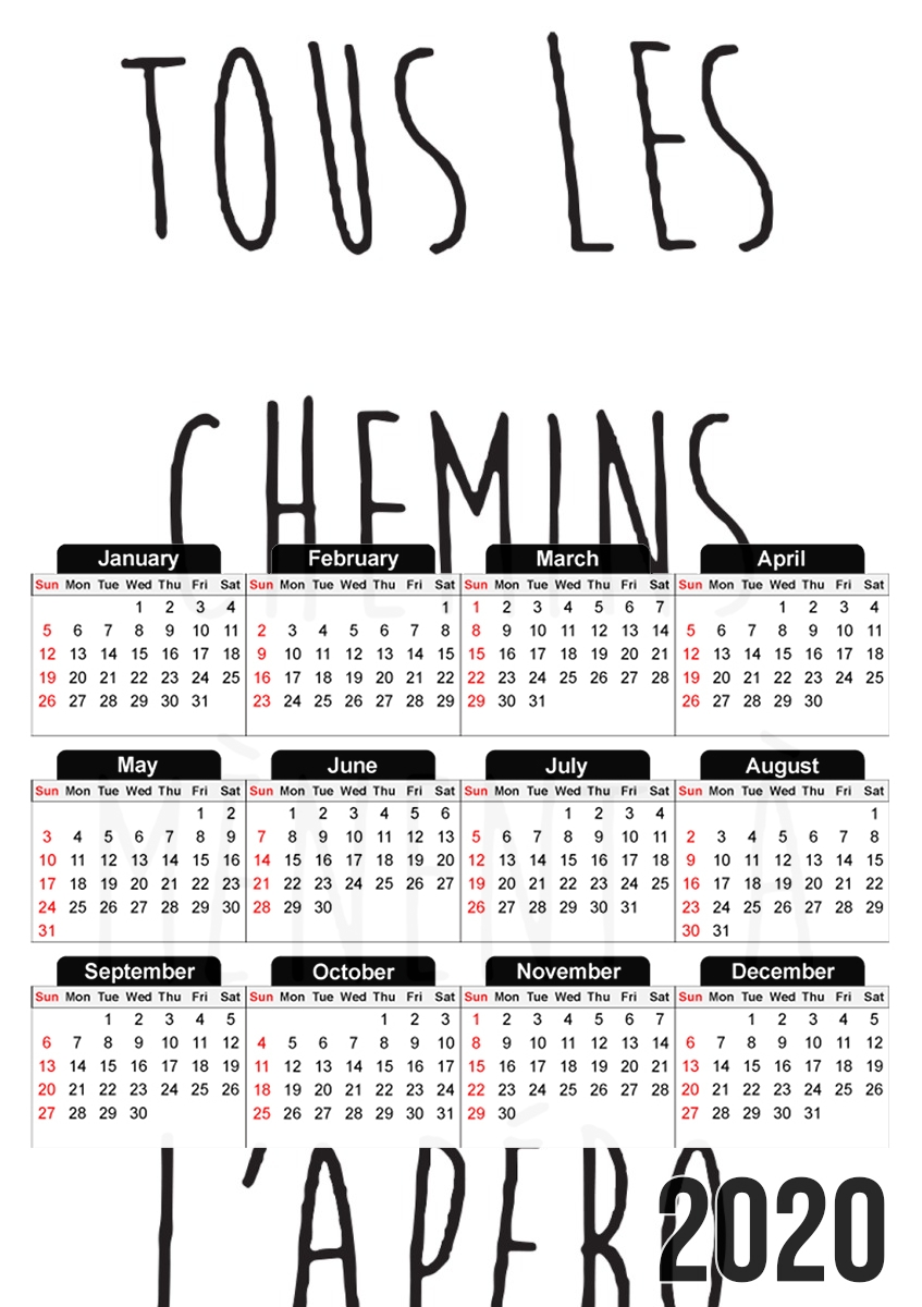  Tous les chemins menent a lapero para A3 Photo Calendar 30x43cm