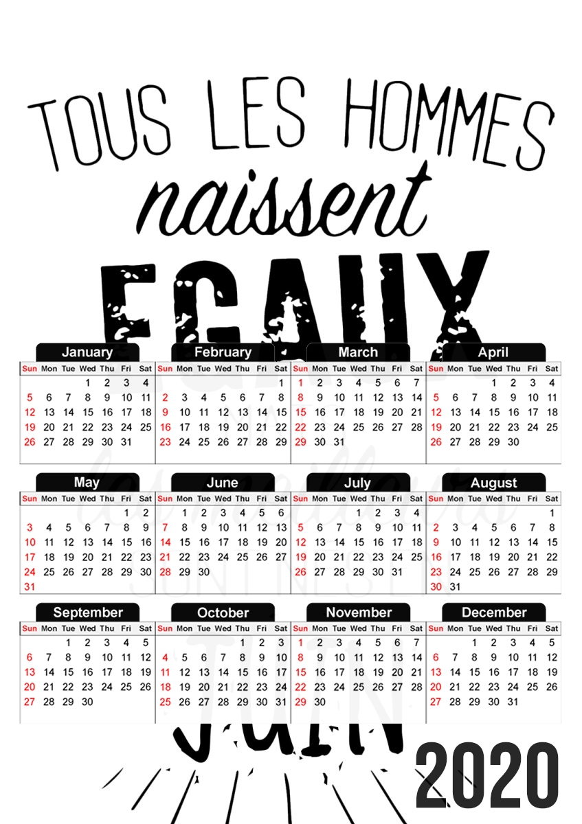  Tous les hommes naissent egaux mais les meilleurs sont nes en Juin para A3 Photo Calendar 30x43cm