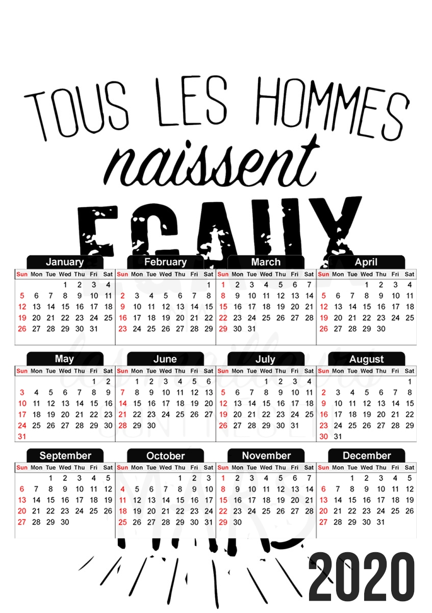  Tous les hommes naissent egaux mais les meilleurs sont nes en Mars para A3 Photo Calendar 30x43cm