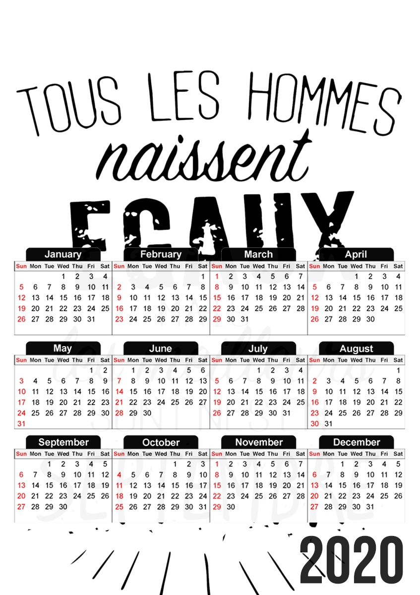  Tous les hommes naissent egaux mais les meilleurs sont nes en Septembre para A3 Photo Calendar 30x43cm