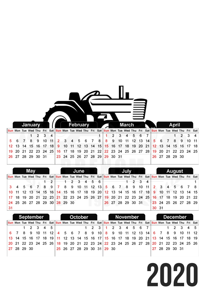  Tractor Logo Natural custom Name Tag para A3 Photo Calendar 30x43cm