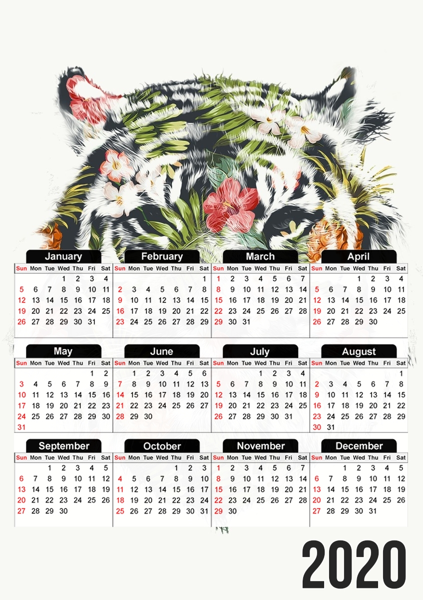  Tropical Tiger para A3 Photo Calendar 30x43cm