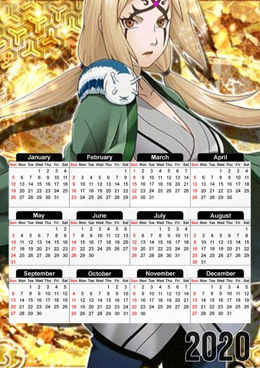  Tsunade Senju Art Gold para A3 Photo Calendar 30x43cm