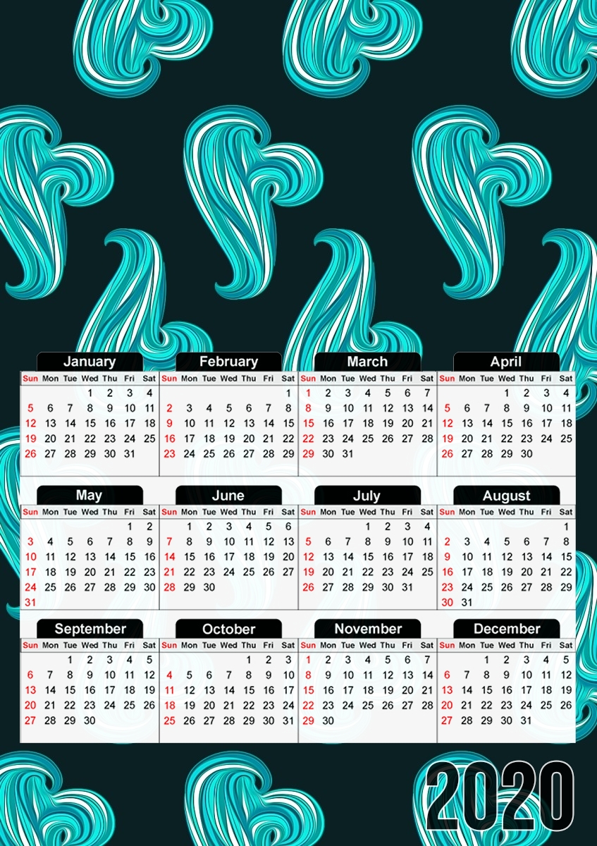  turquoise waves para A3 Photo Calendar 30x43cm