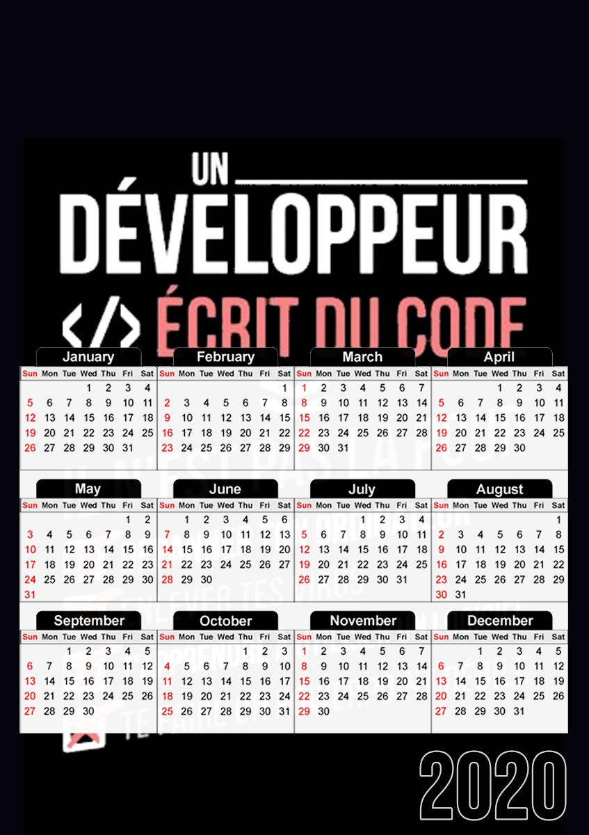  Un developpeur ecrit du code Stop para A3 Photo Calendar 30x43cm