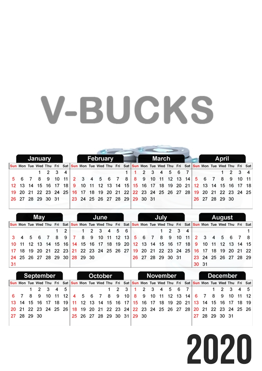 V Bucks Need Money para A3 Photo Calendar 30x43cm