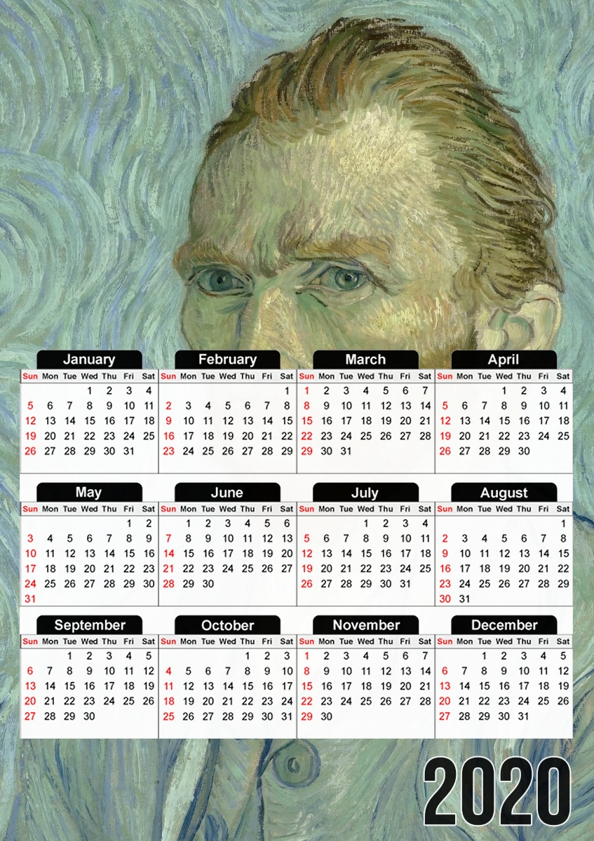  Van Gogh Self Portrait para A3 Photo Calendar 30x43cm