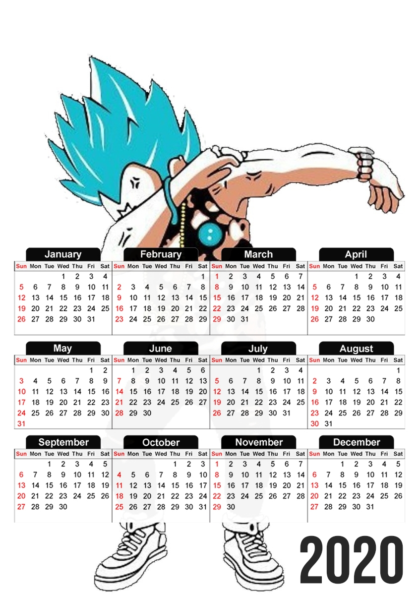  Vegeta Sayian God Dab para A3 Photo Calendar 30x43cm