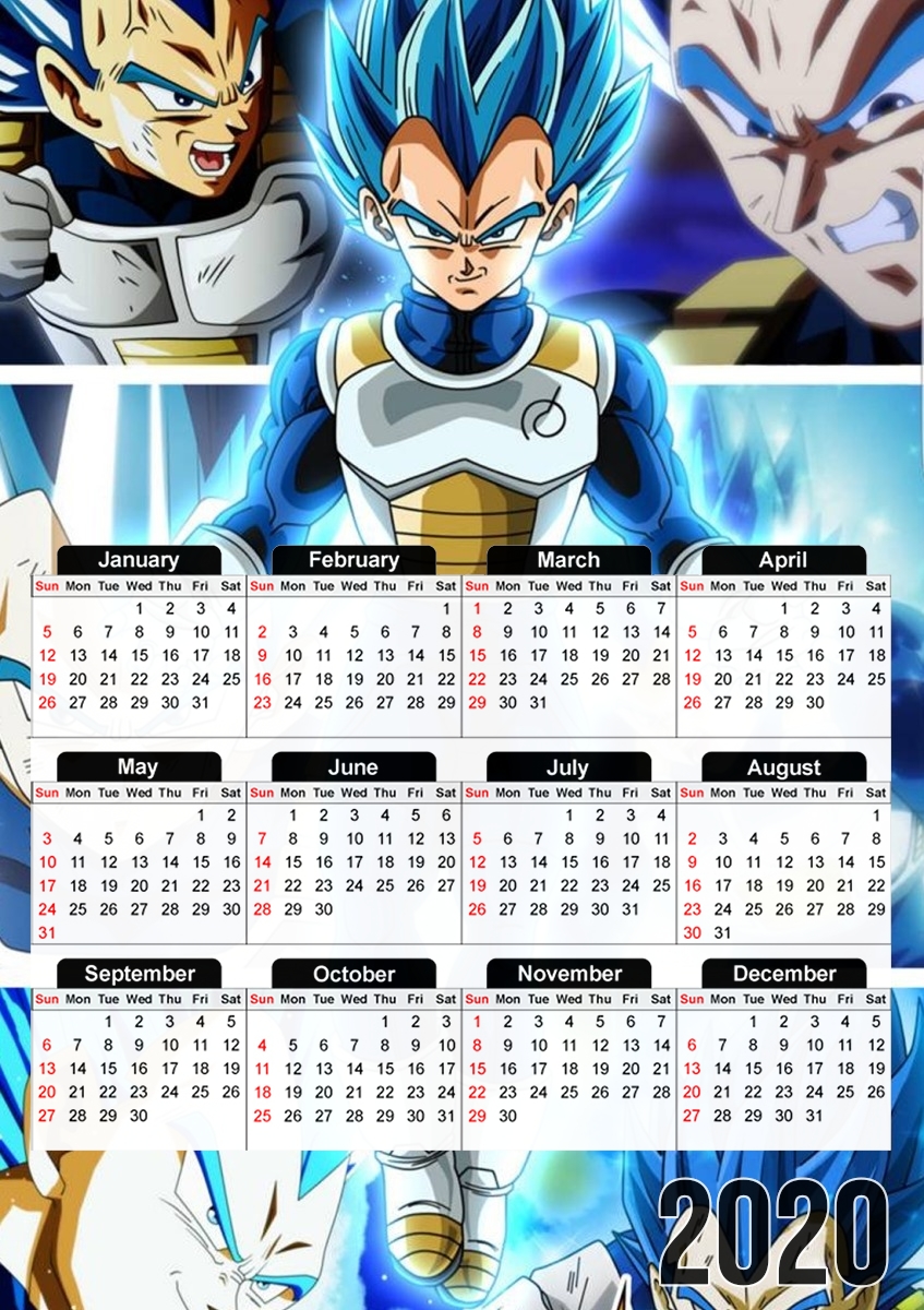  Vegeta SSJ Blue para A3 Photo Calendar 30x43cm