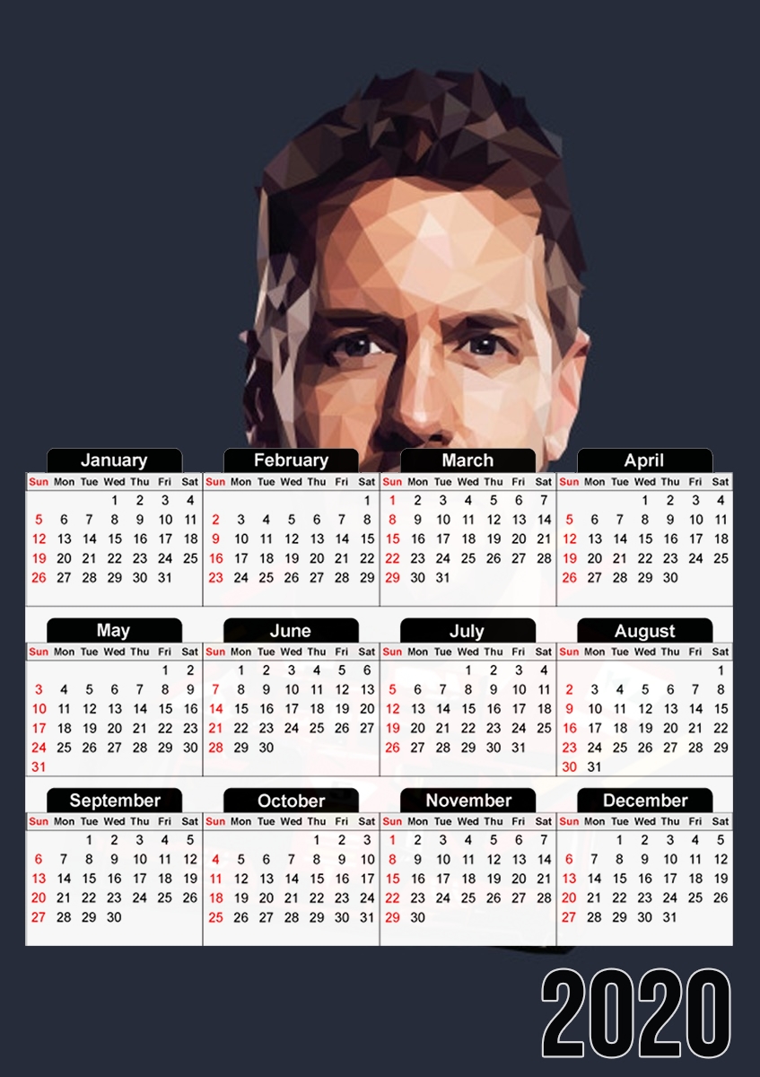  Vettel Formula One Driver para A3 Photo Calendar 30x43cm