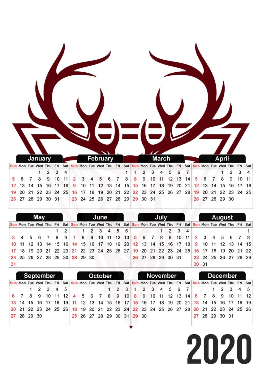  Vintage deer hunter logo para A3 Photo Calendar 30x43cm