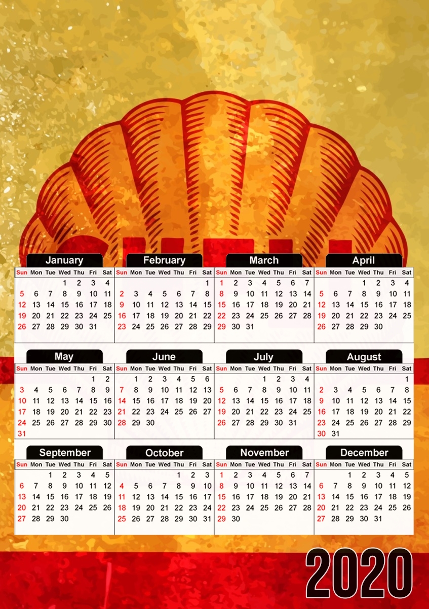  Vintage Gas Station Shell para A3 Photo Calendar 30x43cm