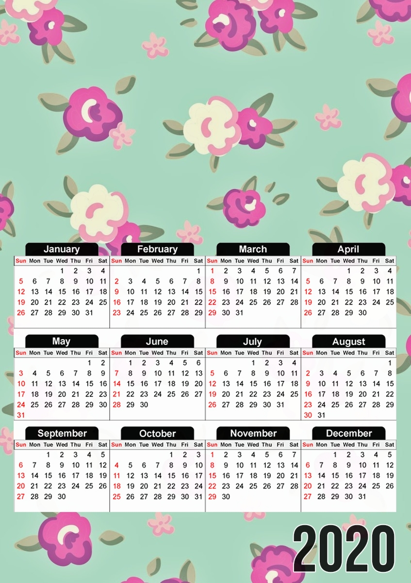  Vintage Roses Pattern para A3 Photo Calendar 30x43cm