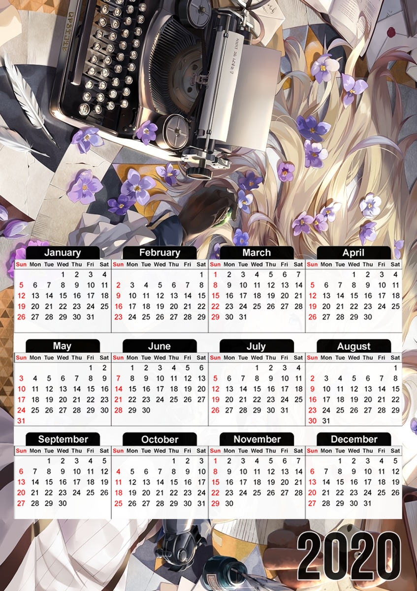  Violet Evergarden para A3 Photo Calendar 30x43cm