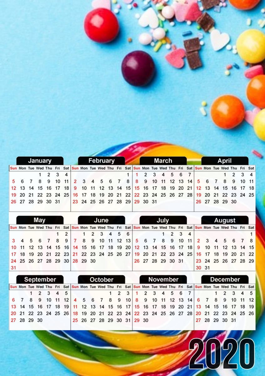  Waffle Cone Candy Lollipop para A3 Photo Calendar 30x43cm