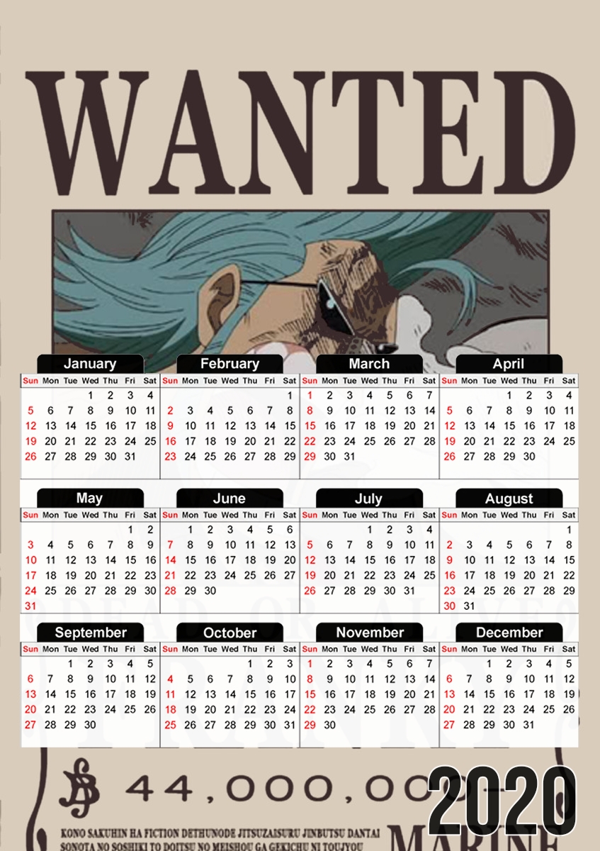  Wanted Francky Dead or Alive para A3 Photo Calendar 30x43cm