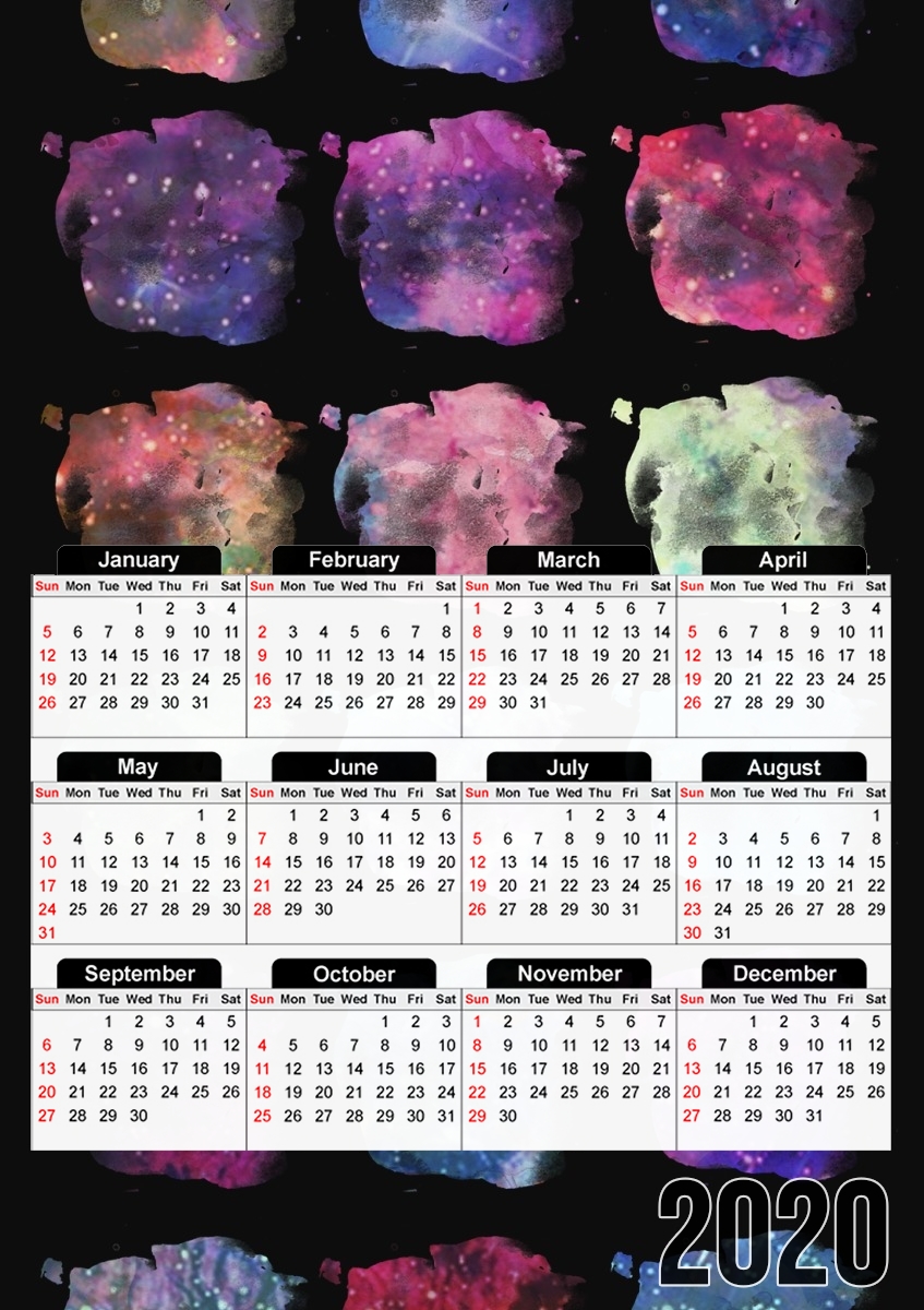  Watercolor Space para A3 Photo Calendar 30x43cm