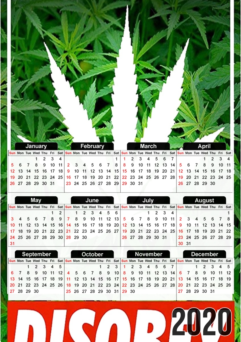  Weed Cannabis Disobey para A3 Photo Calendar 30x43cm