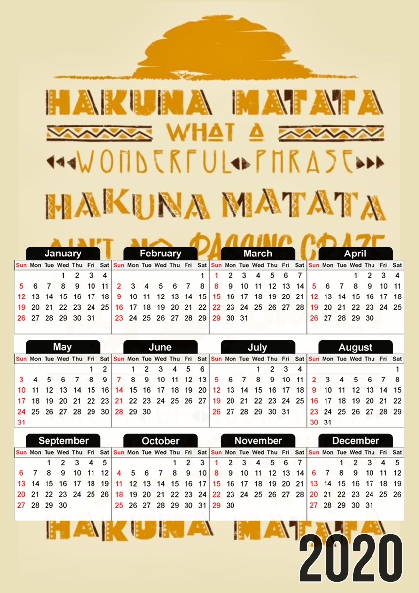  What means Hakuna Matata para A3 Photo Calendar 30x43cm