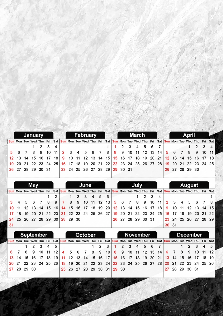  White Striped Marble para A3 Photo Calendar 30x43cm