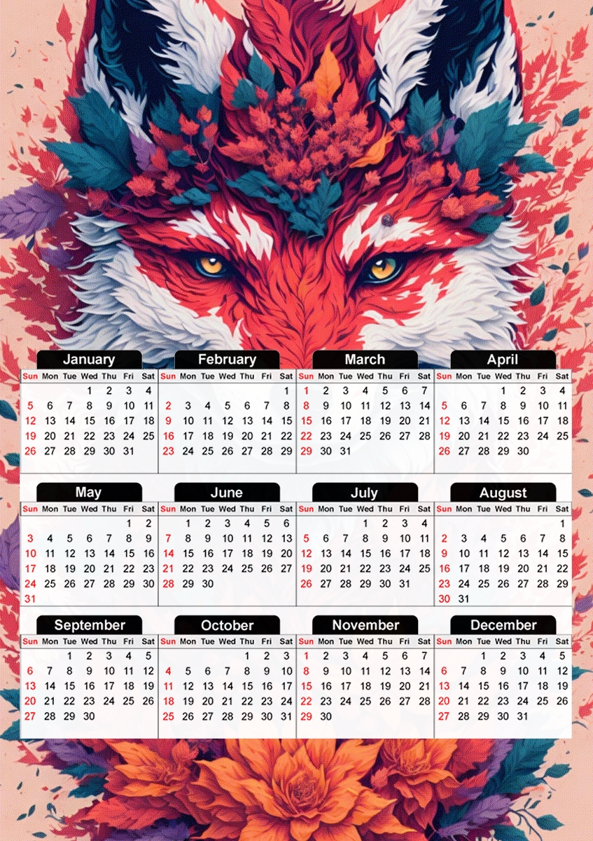  Wild Fox para A3 Photo Calendar 30x43cm