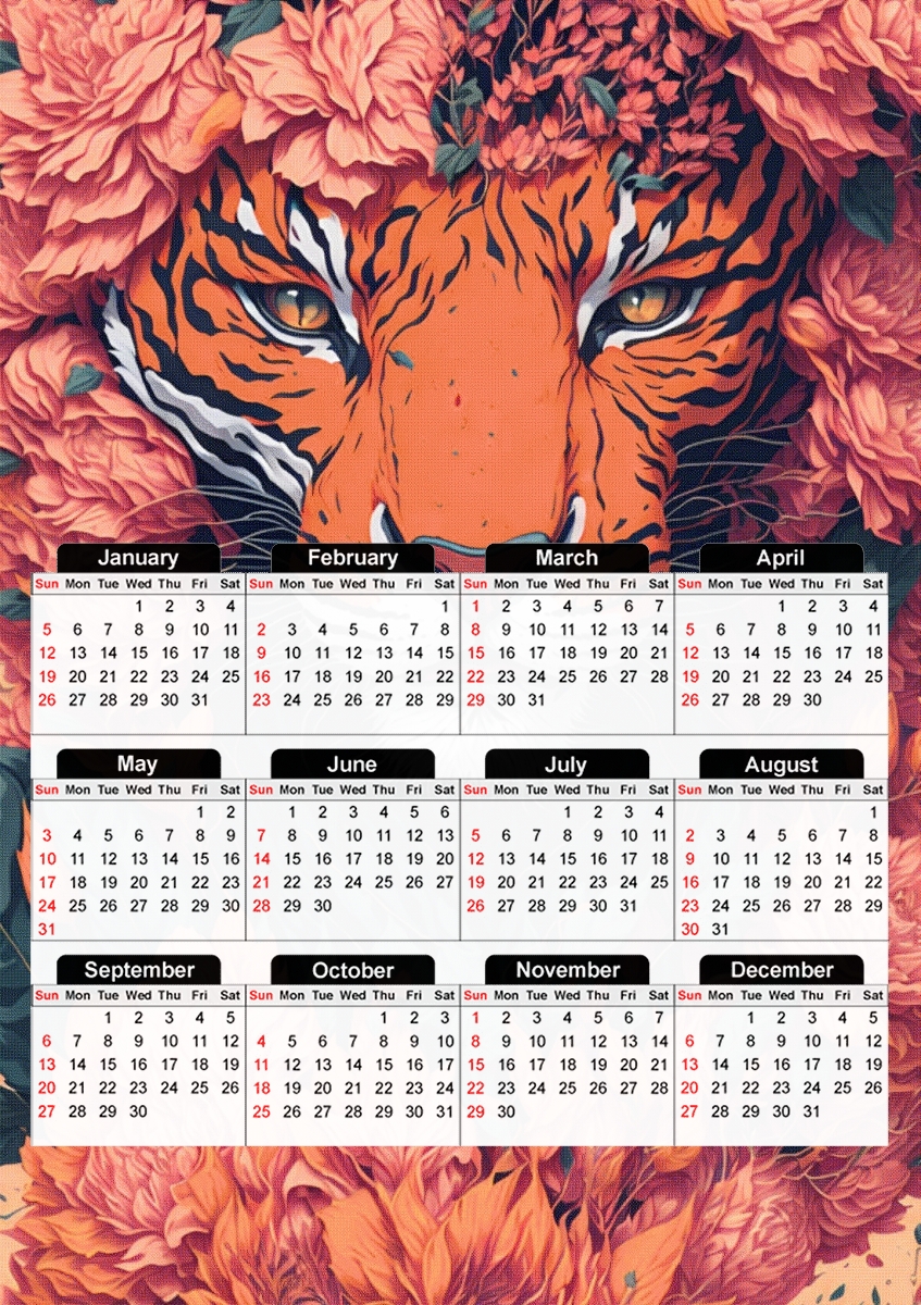  Wild Tiger para A3 Photo Calendar 30x43cm