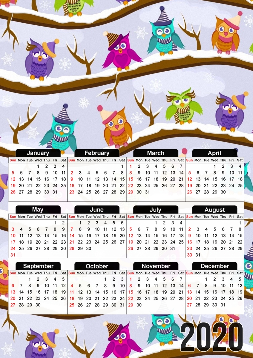  winter owls para A3 Photo Calendar 30x43cm