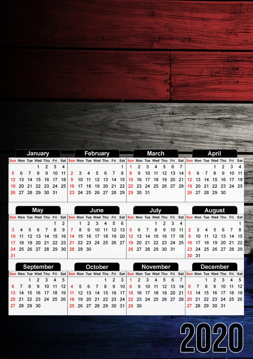  Wooden French Flag para A3 Photo Calendar 30x43cm