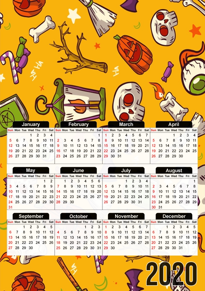  Yellow Halloween Pattern para A3 Photo Calendar 30x43cm