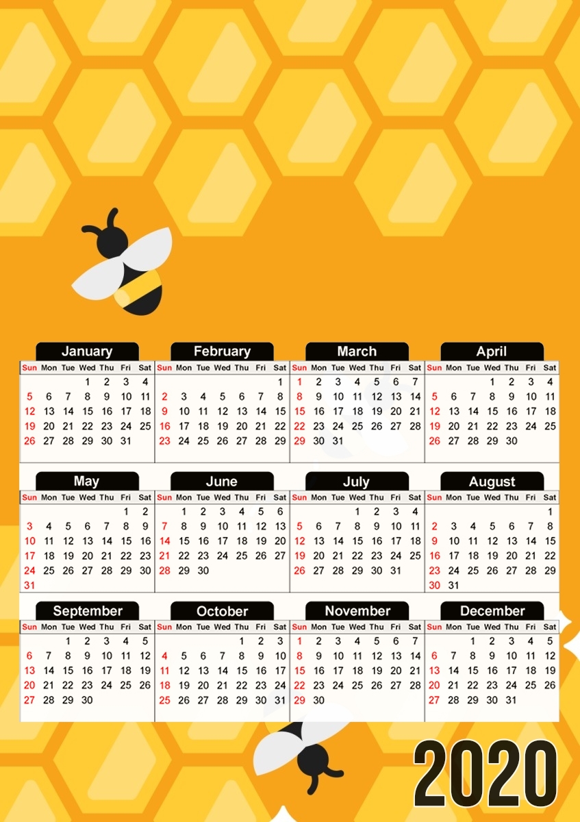  Yellow hive with bees para A3 Photo Calendar 30x43cm