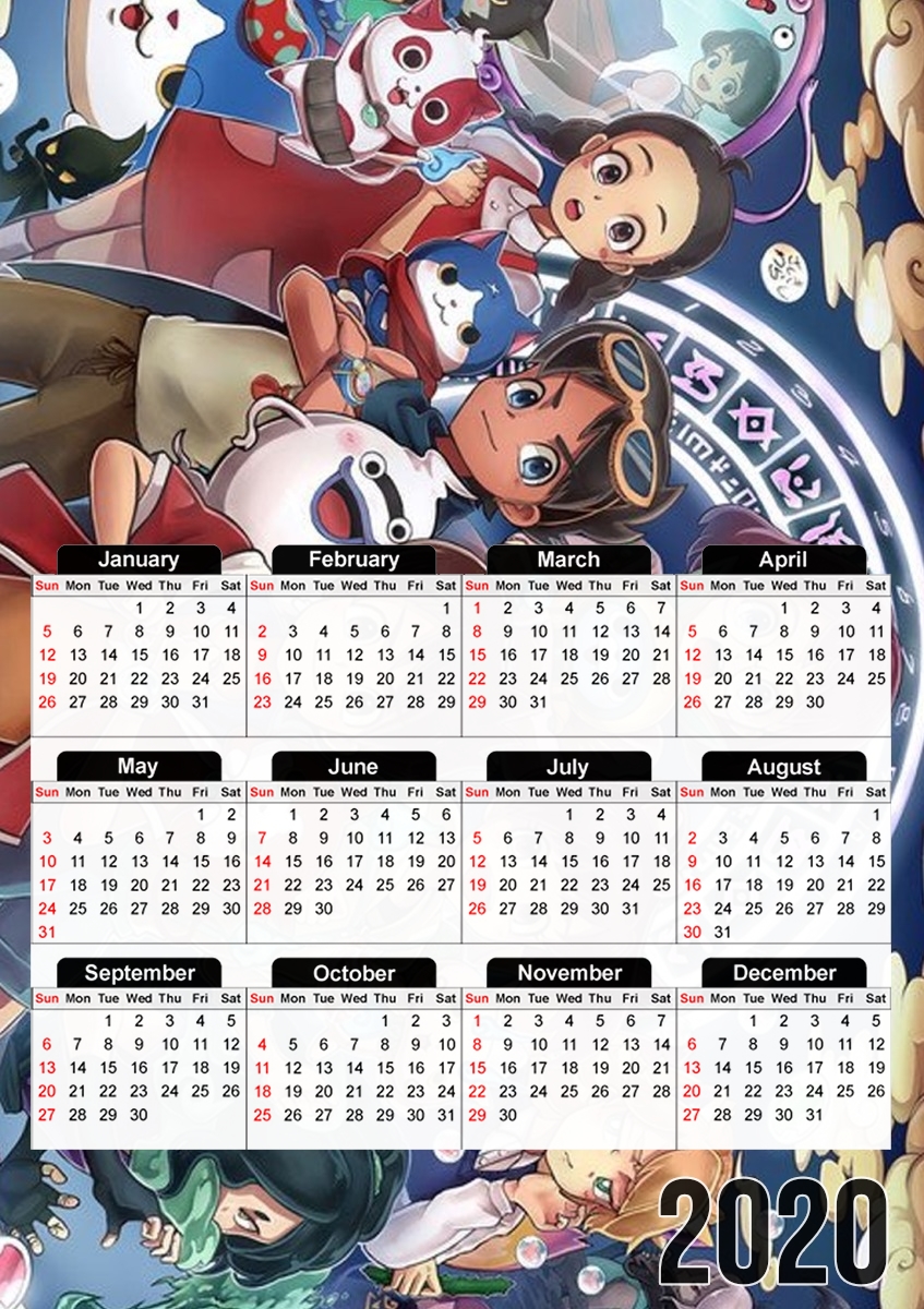  Yokai Watch fan art para A3 Photo Calendar 30x43cm