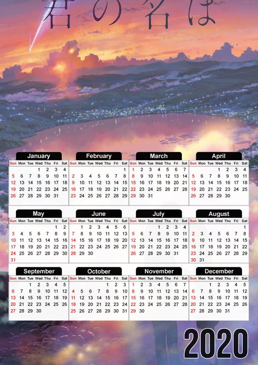  Your Name Night Love para A3 Photo Calendar 30x43cm