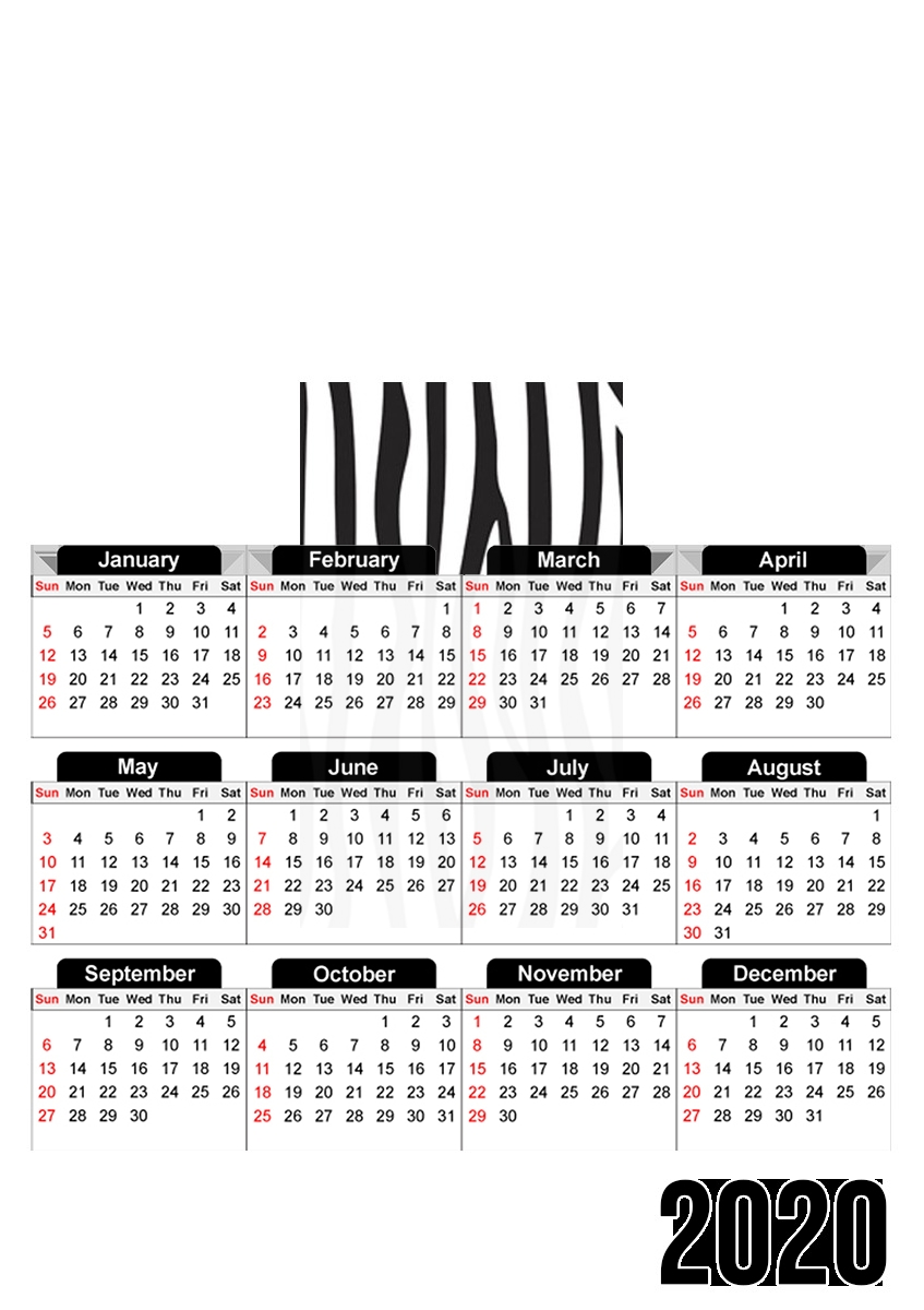  Zebre para A3 Photo Calendar 30x43cm