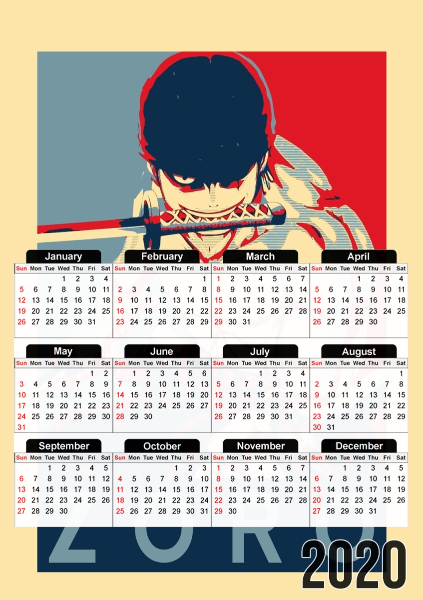  Zoro Propaganda para A3 Photo Calendar 30x43cm